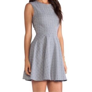 Diane Von Furstenberg Jeannie Mini Fit and Flare Dress Blue and Cream Sz 8